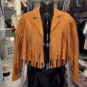 Stylish Fringed Faux Suede Leather Jacket